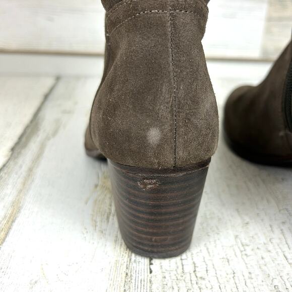 Aldo Womens 7 Gray Suede Leather Over The Knee Lace Back Zip Heeled Boots - Picture 6 of 12